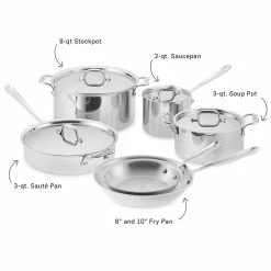 All-Clad D3 Tri-Ply Stainless-Steel 10-Piece Cookware Set -Cookware Shop Online all clad tri ply stainless steel 10 piece cookware set 202240 0009 all clad d3 tri ply stainless steel 10 piece cookware set z