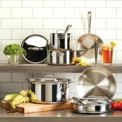 All-Clad D3 Tri-Ply Stainless-Steel 10-Piece Cookware Set -Cookware Shop Online all clad tri ply stainless steel 10 piece cookware set 202241 0038 all clad d3 tri ply stainless steel 14 piece cookware set z