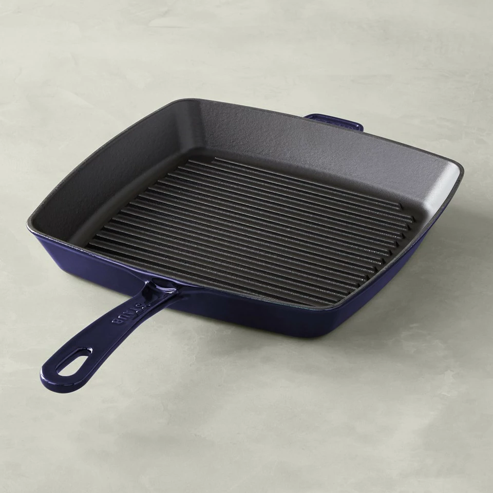 Staub Enamelled Cast Iron Grill Pan - Sapphire 1 Staub Enamelled Cast Iron Grill Pan - Sapphire