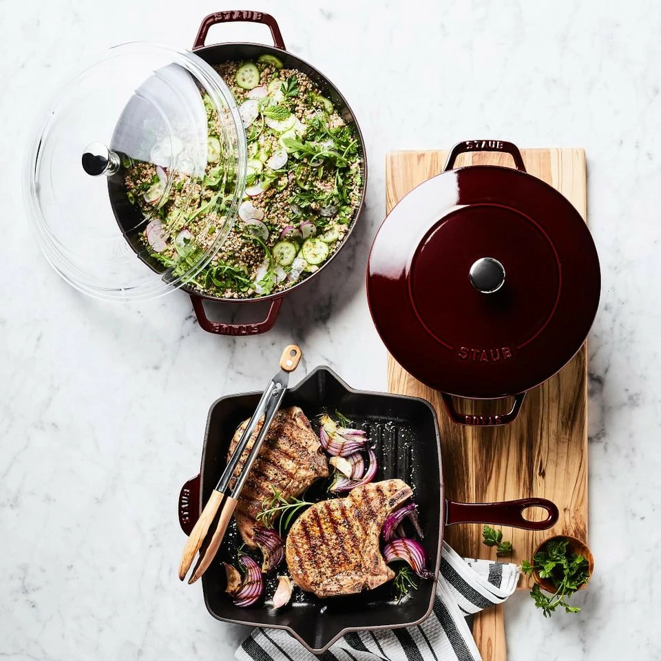 Staub Enamelled Cast Iron Grill Pan - Sapphire 5 Staub Enamelled Cast Iron Grill Pan - Sapphire - Image 5