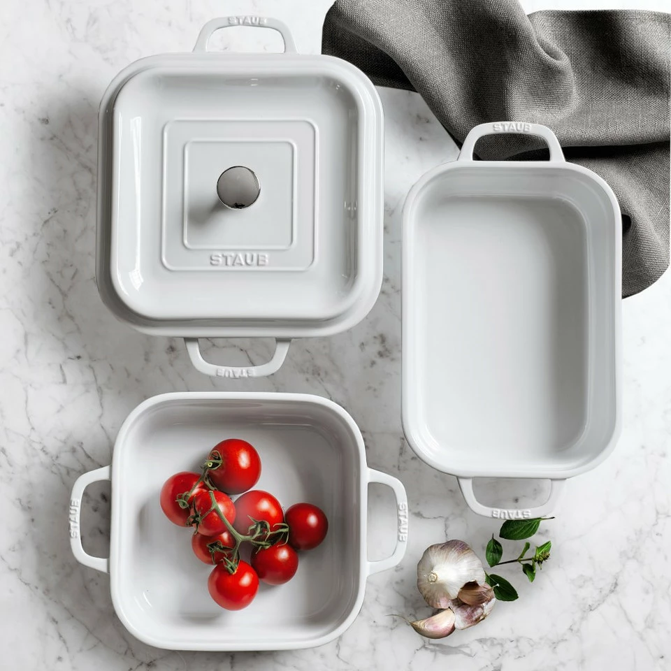 Staub Stoneware Square Covered Baker - Cranberry 2 Staub Stoneware Square Covered Baker - Cranberry - Image 2