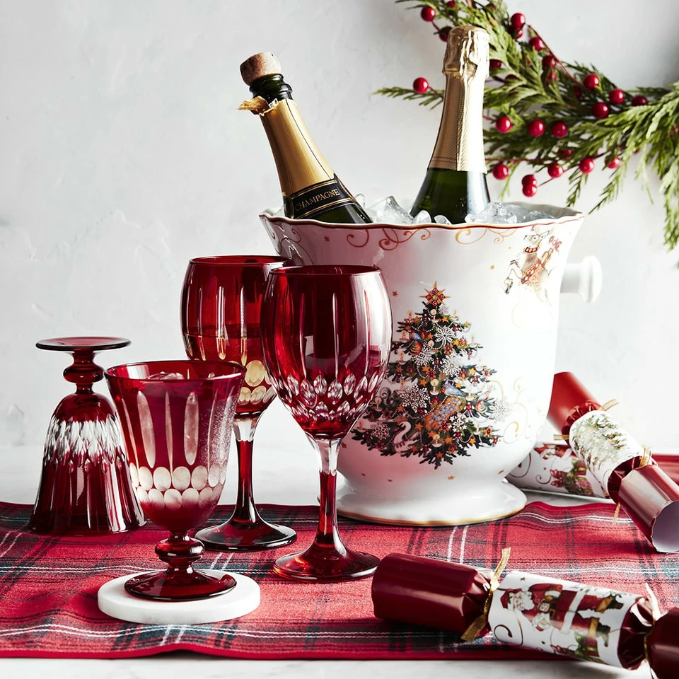 Wilshire Jewel-Cut Red Mixed Goblets, Set of 4 6 Wilshire Jewel-Cut Red Mixed Goblets, Set of 4 - Image 6